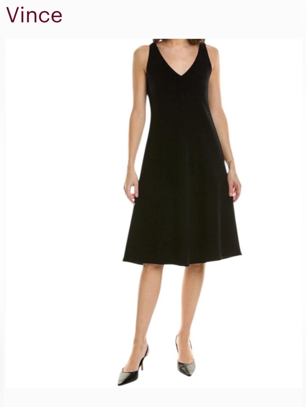 Vince wool blend classic black v-neck dress Size Medium